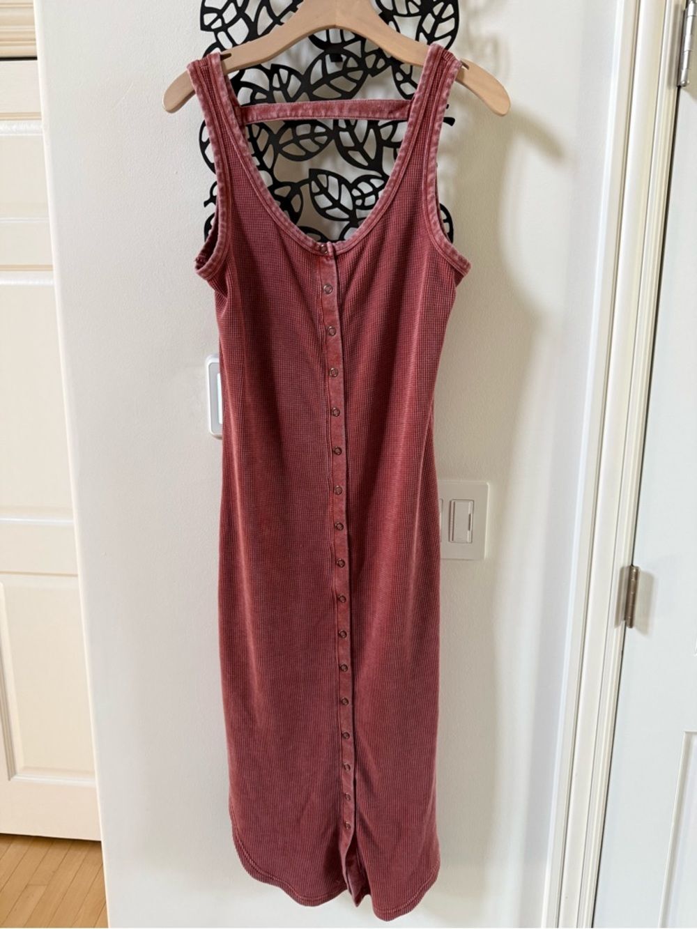 Anthropologie Daily Practice Waffle Knit Snap-Down Midi Dress M NWOT - Picture 5 of 12